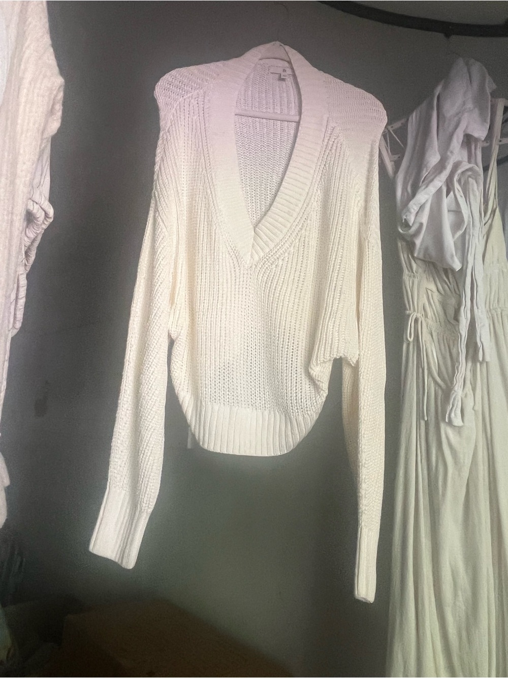 Banana Republic Cream V-Neck Knit Sweater